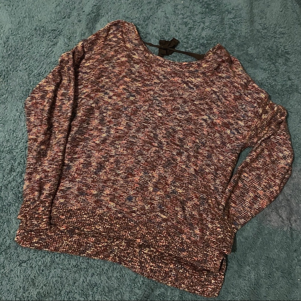 UO marled rainbow knit tie back sweater